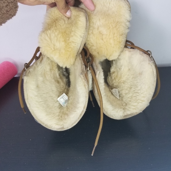 Ugg Womens Boots 7 Rommy Chestnut Suede Leather Sherpa Fur Lined Lace Up Shoes - Picture 5 of 11